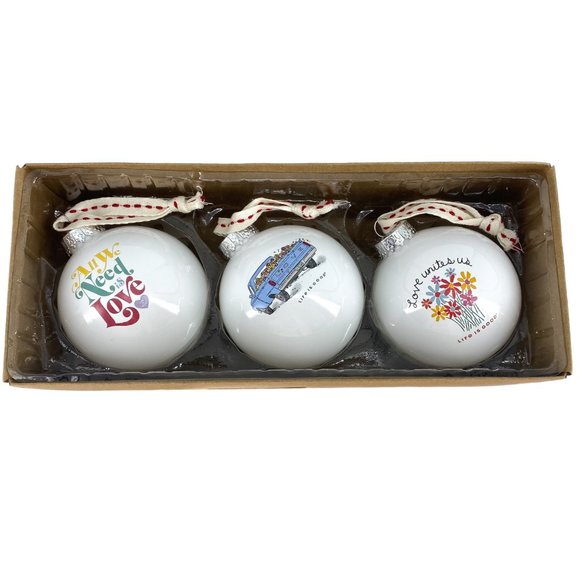 LIFE IS GOOD All We Need is Love Christmas Ornaments-Set of 3 - Picture 2 of 14